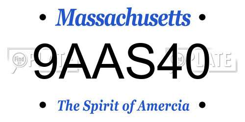 9AAS40 Massachusetts License Plate