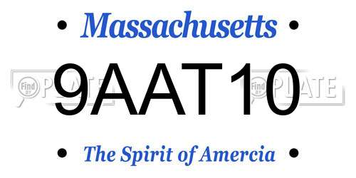 9AAT10 Massachusetts License Plate