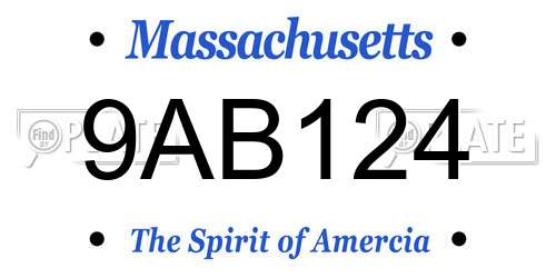9AB124 Massachusetts License Plate