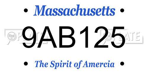 9AB125 Massachusetts License Plate