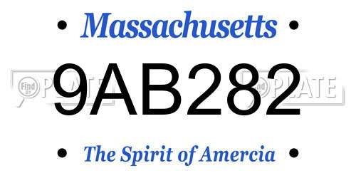 9AB282 Massachusetts License Plate