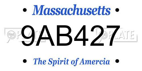 9AB427 Massachusetts License Plate