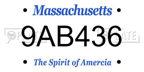 9AB436 Massachusetts License Plate