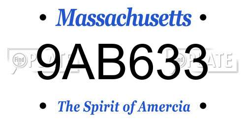 9AB633 Massachusetts License Plate