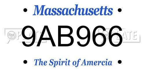 9AB966 Massachusetts License Plate