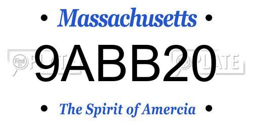 9ABB20 Massachusetts License Plate