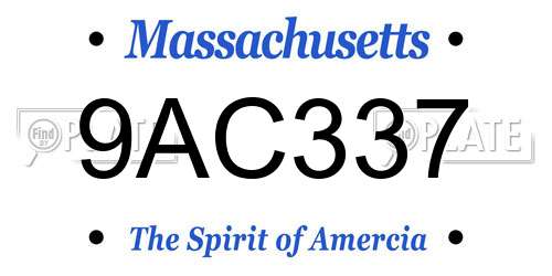 9AC337 Massachusetts License Plate