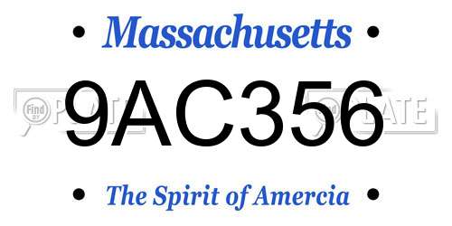 9AC356 Massachusetts License Plate