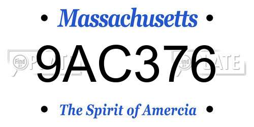 9AC376 Massachusetts License Plate