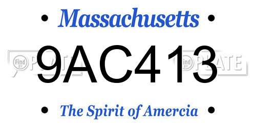 9AC413 Massachusetts License Plate