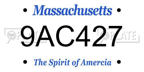 9AC427 Massachusetts License Plate