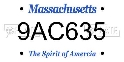 9AC635 Massachusetts License Plate