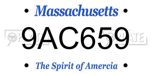 9AC659 Massachusetts License Plate