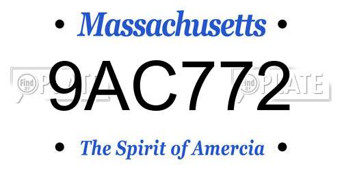 9AC772 Massachusetts License Plate