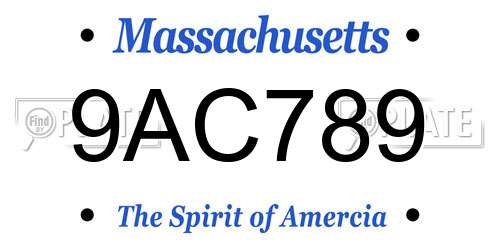 9AC789 Massachusetts License Plate
