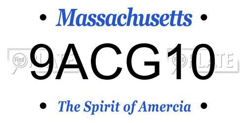 9ACG10 Massachusetts License Plate