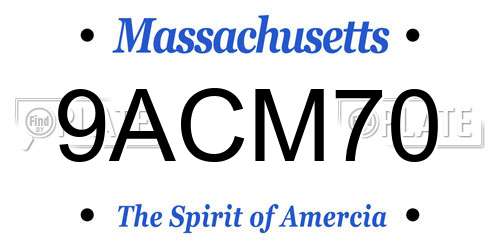 9ACM70 Massachusetts License Plate