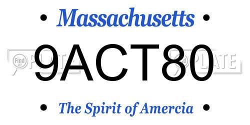 9ACT80 Massachusetts License Plate