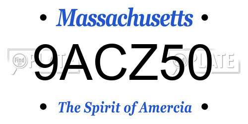9ACZ50 Massachusetts License Plate