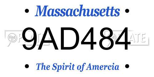 9AD484 Massachusetts License Plate