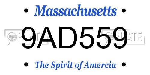 9AD559 Massachusetts License Plate