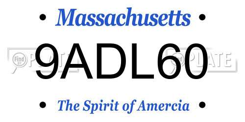 9ADL60 Massachusetts License Plate