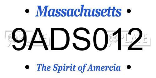 9ADS012 Massachusetts License Plate