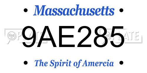 9AE285 Massachusetts License Plate