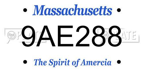 9AE288 Massachusetts License Plate