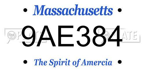 9AE384 Massachusetts License Plate