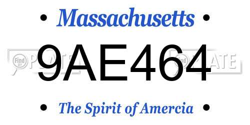 9AE464 Massachusetts License Plate