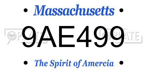 9AE499 Massachusetts License Plate