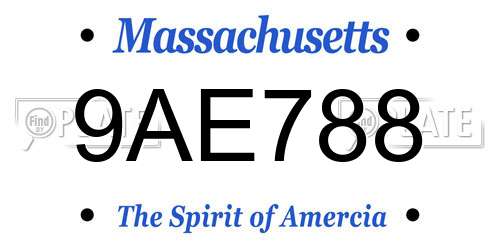9AE788 Massachusetts License Plate