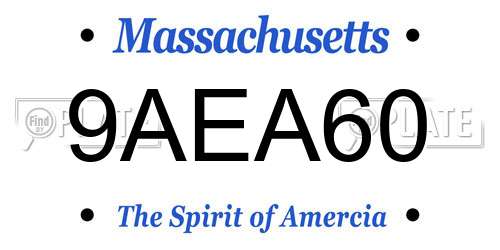 9AEA60 Massachusetts License Plate