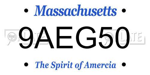 9AEG50 Massachusetts License Plate