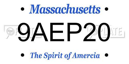 9AEP20 Massachusetts License Plate
