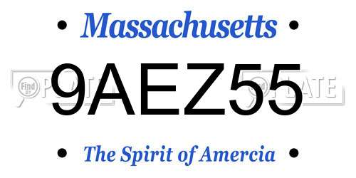 9AEZ55 Massachusetts License Plate