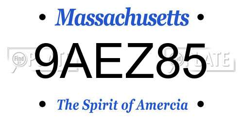 9AEZ85 Massachusetts License Plate