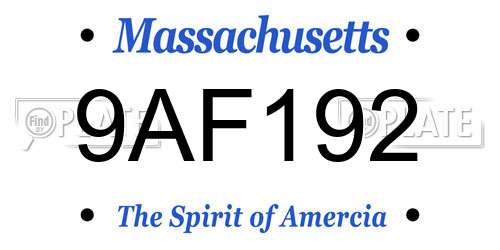 9AF192 Massachusetts License Plate