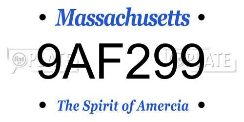 9AF299 Massachusetts License Plate