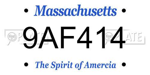 9AF414 Massachusetts License Plate