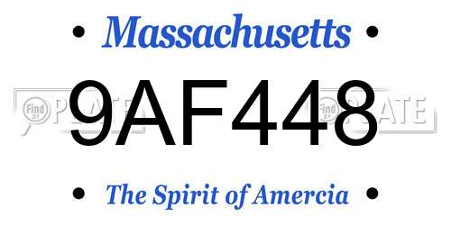 9AF448 Massachusetts License Plate