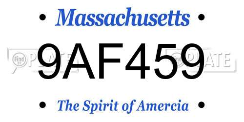 9AF459 Massachusetts License Plate