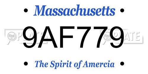 9AF779 Massachusetts License Plate