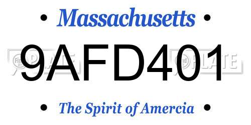 9AFD401 Massachusetts License Plate