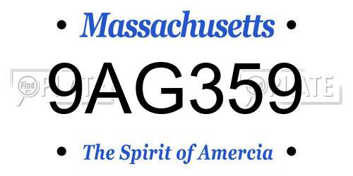 9AG359 Massachusetts License Plate