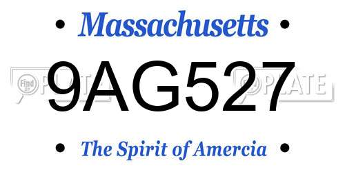 9AG527 Massachusetts License Plate
