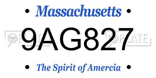 9AG827 Massachusetts License Plate