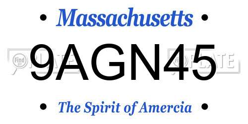 9AGN45 Massachusetts License Plate