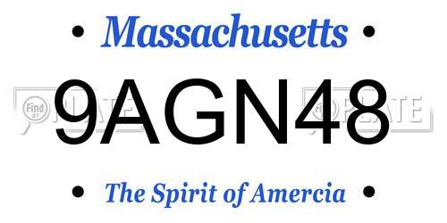 9AGN48 Massachusetts License Plate